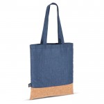 Bolsa de RPET con detalle en la base de corcho y capacidad de 10kg color azul oscuro