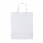 Bolsa mediana de papel laminado de colores con asa de cordón color blanco tercera vista