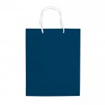 Bolsa mediana de papel laminado de colores con asa de cordón color azul oscuro segunda vista
