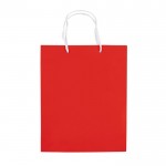 Bolsa mediana de papel laminado de colores con asa de cordón color rojo segunda vista