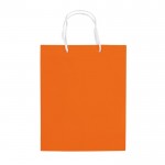 Bolsa mediana de papel laminado de colores con asa de cordón color naranja segunda vista
