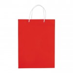 Bolsa grande de papel laminado de colores con asa de cordón color rojo segunda vista