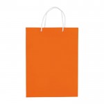 Bolsa grande de papel laminado de colores con asa de cordón color naranja segunda vista