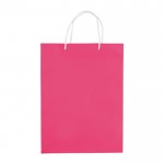 Bolsa grande de papel laminado de colores con asa de cordón color rosa segunda vista