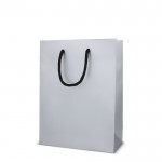 Bolsa de papel para regalo con asas e interior color negro 18x8x24 cm color plateado tercera vista