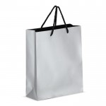 Bolsa de papel para regalo con asas e interior color negro 24x10x30 cm color plateado