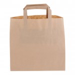 Bolsa de papel kraft mediana con asas de papel y certificación FSC color marrón segunda vista