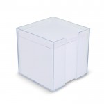 Cubo de notas de 800 hojas lisas FSC en caja de cubo 10x10x10cm color transparente