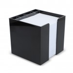 Cubo de notas de 800 hojas lisas FSC en caja con compartimientos color negro segunda vista