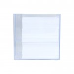 Cubo de notas de 800 hojas lisas FSC en caja con compartimientos color transparente cuarta vista