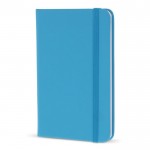 Libreta de PU en varios colores vivos con cinta a juego y papel FSC A6 color azul claro