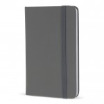 Libreta de PU en varios colores vivos con cinta a juego y papel FSC A6 color gris claro
