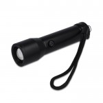 Linterna LED recargable de aluminio reciclado y resistente al agua color negro