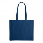 Bolsa de algodón grande OEKO-TEX de colores con fuelle 140 g/m2 color azul oscuro segunda vista