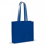 Bolsa de algodón grande OEKO-TEX de colores con fuelle 140 g/m2 color azul