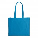 Bolsa de algodón grande OEKO-TEX de colores con fuelle 140 g/m2 color azul claro segunda vista