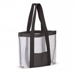 Bolsa de malla para la playa con colores y bolsillo frontal color blanco/negro
