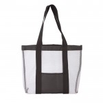 Bolsa de malla para la playa con colores y bolsillo frontal color blanco/negro tercera vista