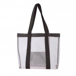 Bolsa de malla para la playa con colores y bolsillo frontal color blanco/negro cuarta vista