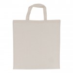 Bolsa de algodón OEKO-TEX con asas cortas 140 g/m2 color beige segunda vista