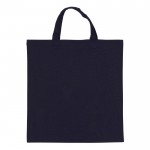 Bolsa de la compra OEKO-TEX de color con asas cortas140 g/m2 color azul oscuro segunda vista