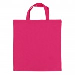 Bolsa de la compra OEKO-TEX de color con asas cortas140 g/m2 color rosa segunda vista