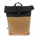 Mochila roll-top de RPET y corcho con compartimiento para portátil 15'' color negro tercera vista