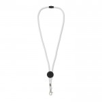Lanyard de colores con mosquetón de metal y pasador personalizable color blanco