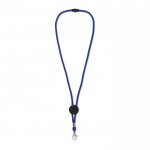 Lanyard de colores con mosquetón de metal y pasador personalizable color azul