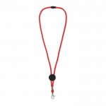 Lanyard de colores con mosquetón de metal y pasador personalizable color rojo