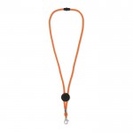 Lanyard de colores con mosquetón de metal y pasador personalizable color naranja