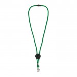 Lanyard de colores con mosquetón de metal y pasador personalizable color verde