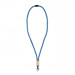 Lanyard de RPET en colores  con detalle de bambú para personalizar color blanco
