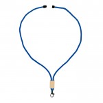 Lanyard de RPET en colores  con detalle de bambú para personalizar color blanco segunda vista