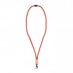 Lanyard de RPET en colores  con detalle de bambú para personalizar color blanco