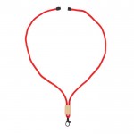 Lanyard de RPET en colores  con detalle de bambú para personalizar color blanco segunda vista