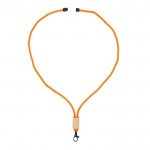 Lanyard de RPET en colores  con detalle de bambú para personalizar color blanco segunda vista