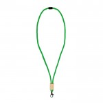 Lanyard de RPET en colores  con detalle de bambú para personalizar color blanco