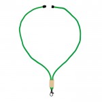 Lanyard de RPET en colores  con detalle de bambú para personalizar color blanco segunda vista