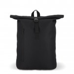Mochila rolltop de RPET con pequeña cremallera frontal 20L color negro