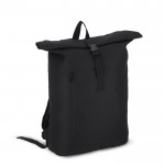 Mochila rolltop de RPET con pequeña cremallera frontal 20L color negro segunda vista