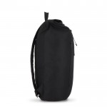 Mochila rolltop de RPET con pequeña cremallera frontal 20L color negro tercera vista