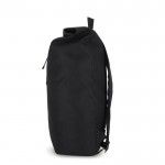 Mochila rolltop de RPET con pequeña cremallera frontal 20L color negro cuarta vista