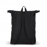 Mochila rolltop de RPET con pequeña cremallera frontal 20L color negro quinta vista