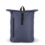 Mochila rolltop de RPET con pequeña cremallera frontal 20L color azul oscuro