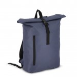 Mochila rolltop de RPET con pequeña cremallera frontal 20L color azul oscuro segunda vista