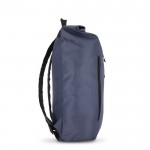 Mochila rolltop de RPET con pequeña cremallera frontal 20L color azul oscuro tercera vista
