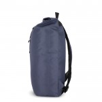Mochila rolltop de RPET con pequeña cremallera frontal 20L color azul oscuro cuarta vista