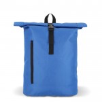 Mochila rolltop de RPET con pequeña cremallera frontal 20L color azul