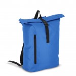 Mochila rolltop de RPET con pequeña cremallera frontal 20L color azul segunda vista
